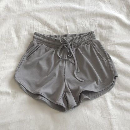 Pantalones cortos holgados casuales de color sólido para mujer
