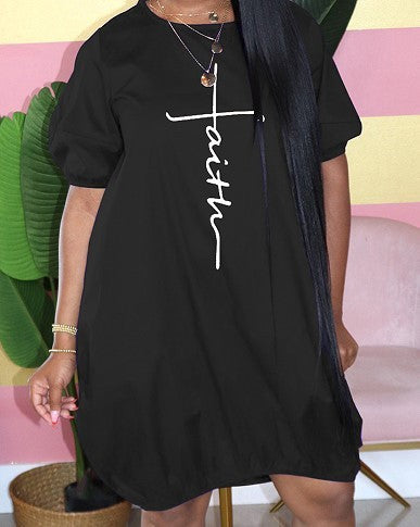 Women Fashion Casual Plus Size Printed Dress