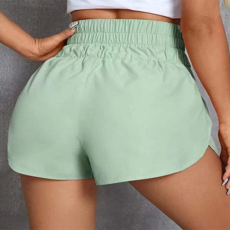 Summer High Waist Women Casual Elastic Loose Summer Solid Color Sports Shorts