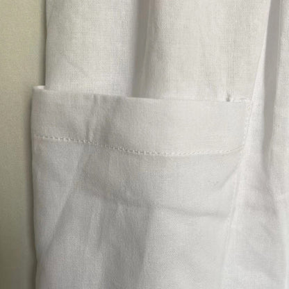 Plus Size Casual Women Loose High Waist Button Cotton Cropped Pants