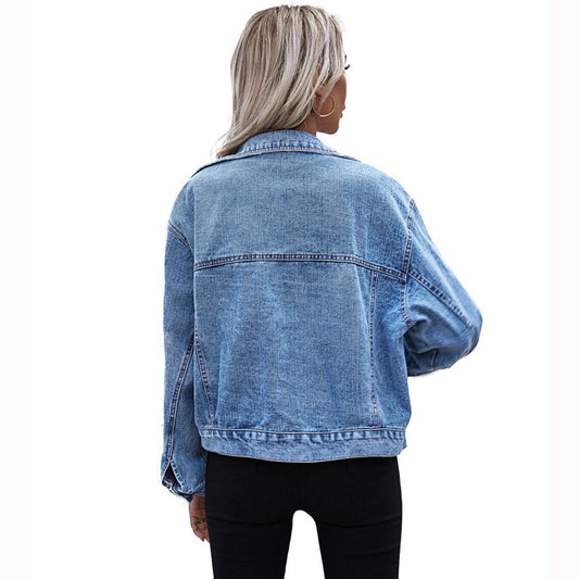 Chaqueta vaquera holgada informal de moda para mujer