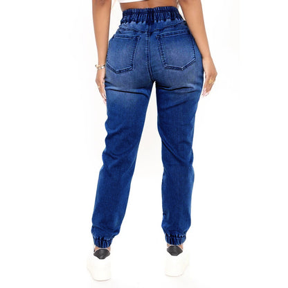 Pantalones deportivos de mezclilla elásticos casuales de moda para mujer