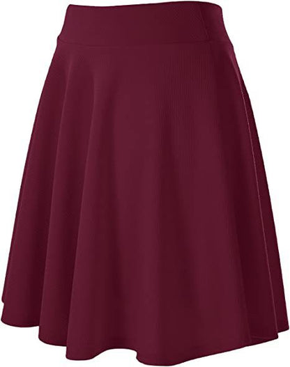 Women Fashion Casual Solid Color A- Line Skirt