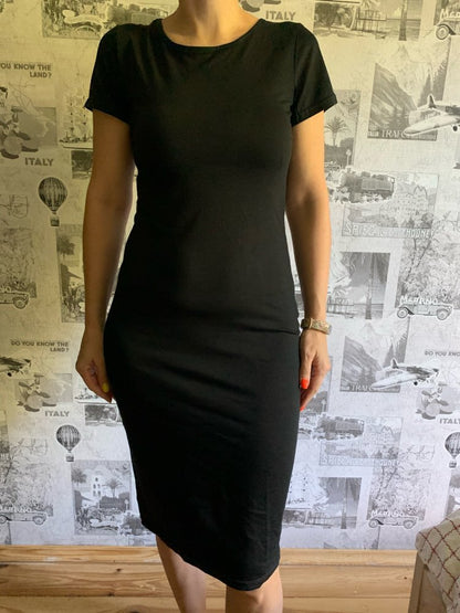 Vestido básico casual de manga corta para mujer