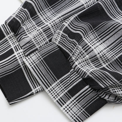 Camisa de gasa de manga larga a cuadros informal de moda de verano para mujer, talla grande