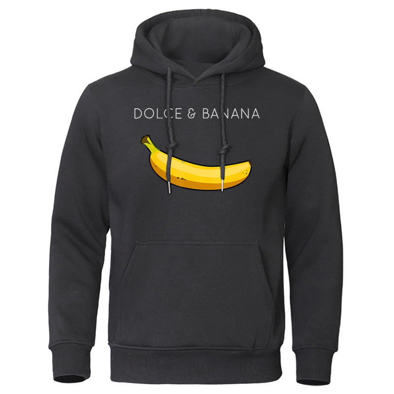 Sudadera con capucha de forro polar con estampado de plátano para hombre y mujer