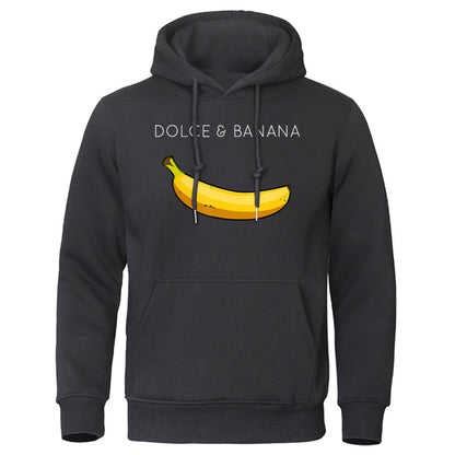 Sudadera con capucha de forro polar con estampado de plátano para hombre y mujer