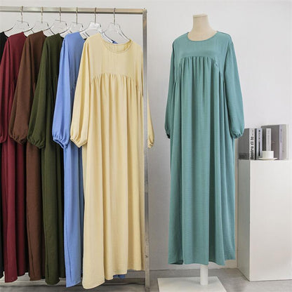Vestido holgado informal de manga larga de color liso para mujer, talla grande