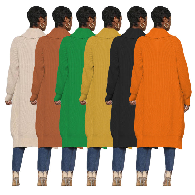 Women'S Casual Solid Color Long Sleeve Knitted Cardigan Over Coat