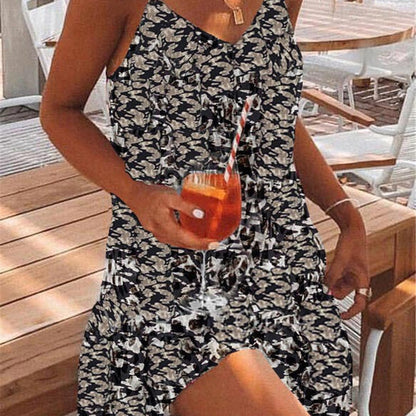 Vestido mini informal, sexy, con estampado de leopardo, holgado, bohemio, de verano para mujer