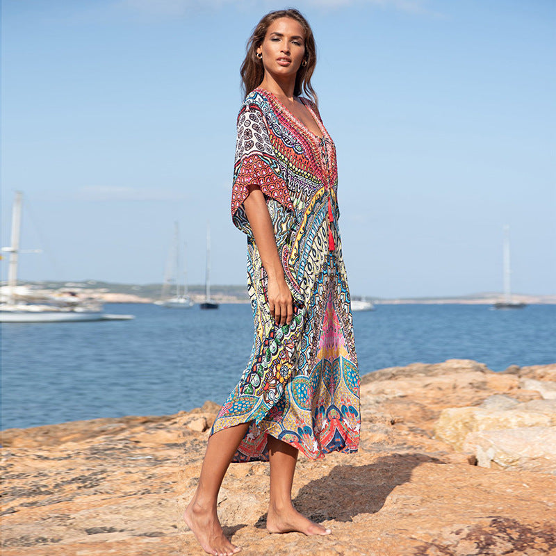 Traje de baño de playa estampado para mujer, estilo casual, para vacaciones
