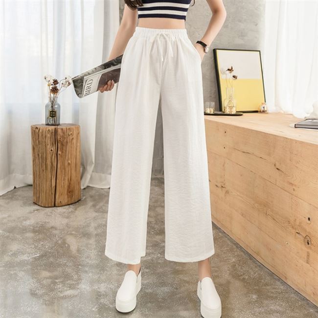 Women'S Fashion Casual Loose High Waist Thin Drape Cropped Pants