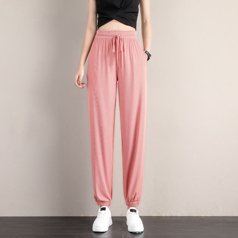 Ice Silk Sports Pants Women Student Loose Summer Thin Casual Jogger Pants