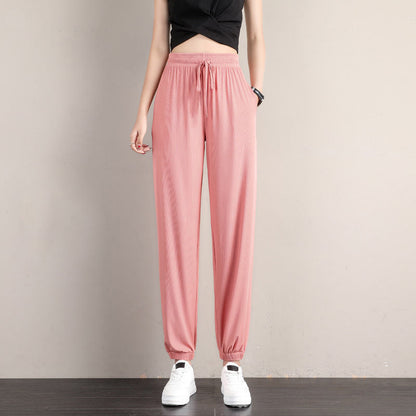 Ice Silk Sports Pants Women Student Loose Summer Thin Casual Jogger Pants