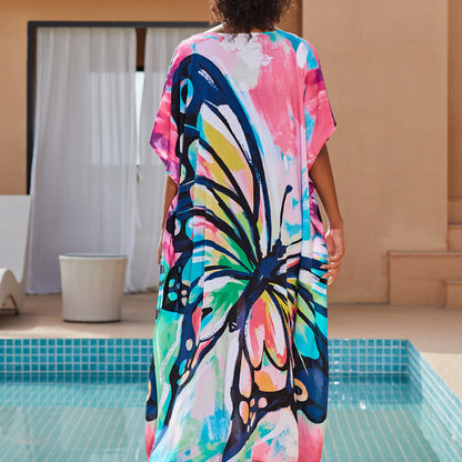 Traje de baño informal con estampado de mariposas para mujer, ideal para vacaciones en la playa