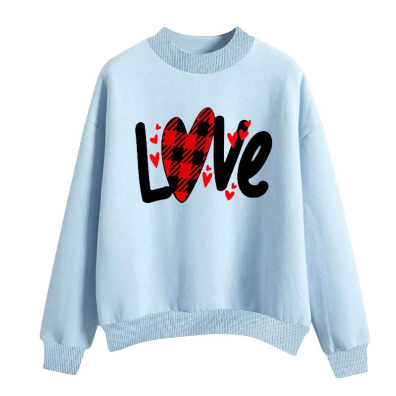 Sudadera holgada informal de San Valentín para mujer, con estampado de corazón y letras de amor, cuello redondo y manga larga