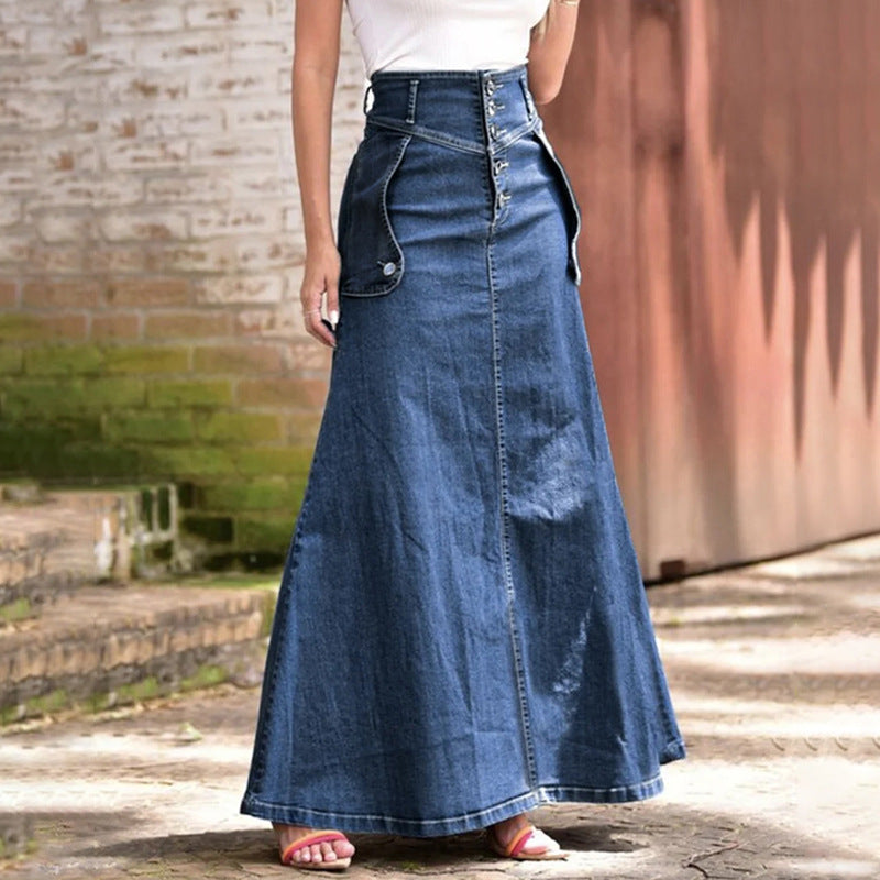 Women Fashion Casual Denim Long Skirt
