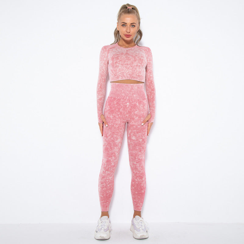Traje deportivo ajustado de manga larga para yoga, informal, a la moda para mujer
