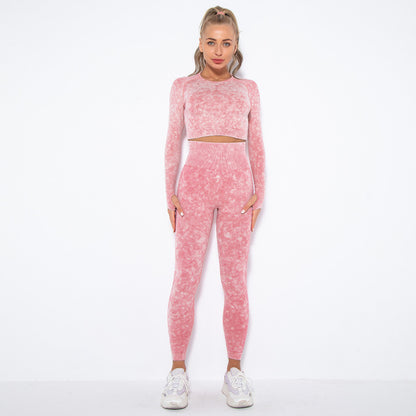 Traje deportivo ajustado de manga larga para yoga, informal, a la moda para mujer