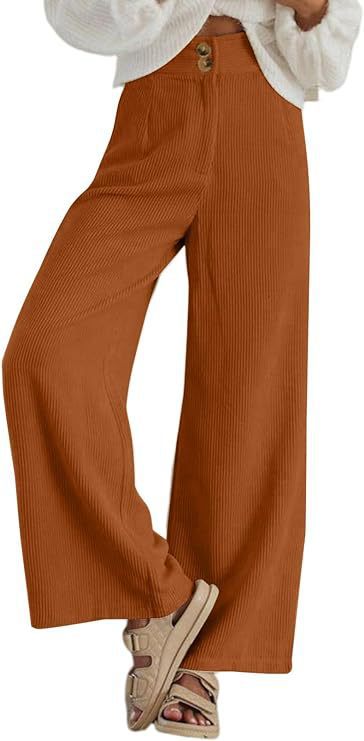 Pantalones casuales elásticos de pana con doble botón para mujer de otoño e invierno
