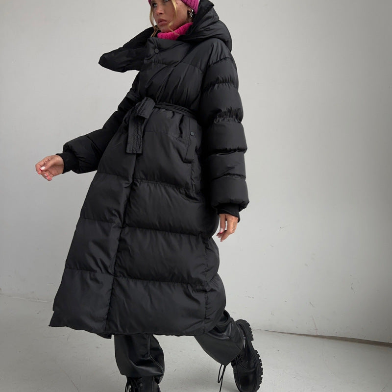 Chaqueta acolchada con capucha larga y cálida informal para mujer para otoño e invierno