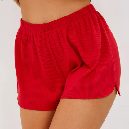 Pijamas con estampado de corazones para mujer, pantalones cortos con tirantes y corazón de amor, ropa informal de punto acanalado para el hogar