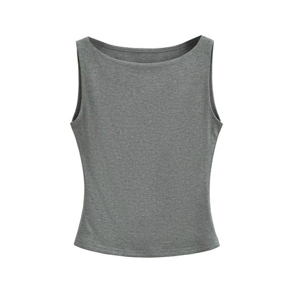 Women Casual Solid Color Sleeveless Slim-Fit Tank Top