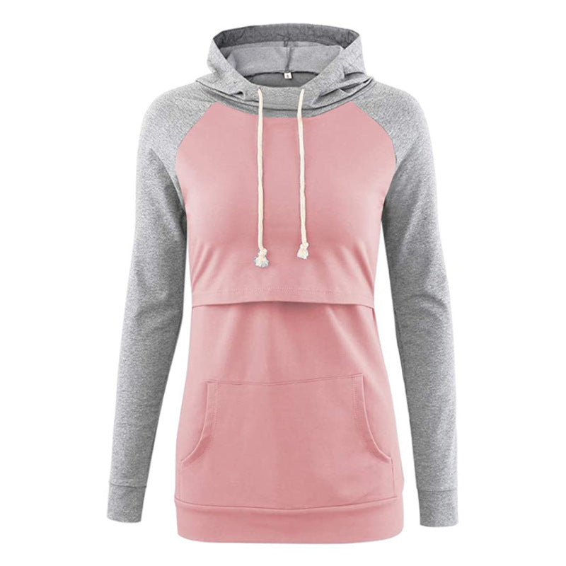 Pregnant Women Fashion Casual Hooded Long Sleeve Breastfeeding Sweatshirt