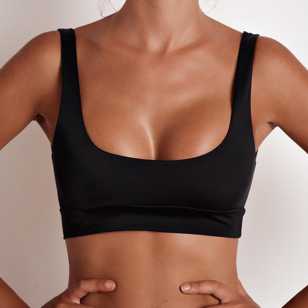 Traje de baño de dos piezas informal de moda de color sólido para mujer