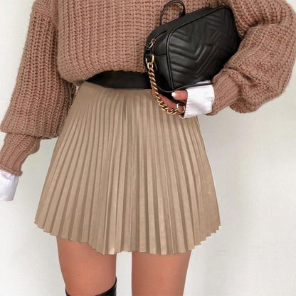 Falda plisada informal de color liso para mujer