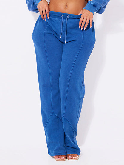 Women Fashion Casual Solid Color Drawstring Pants