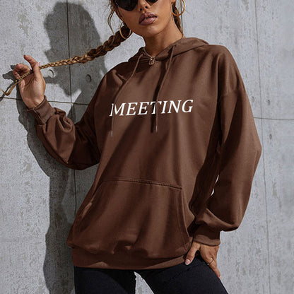 Sudadera con capucha de manga larga con estampado de letras informal a la moda para mujer