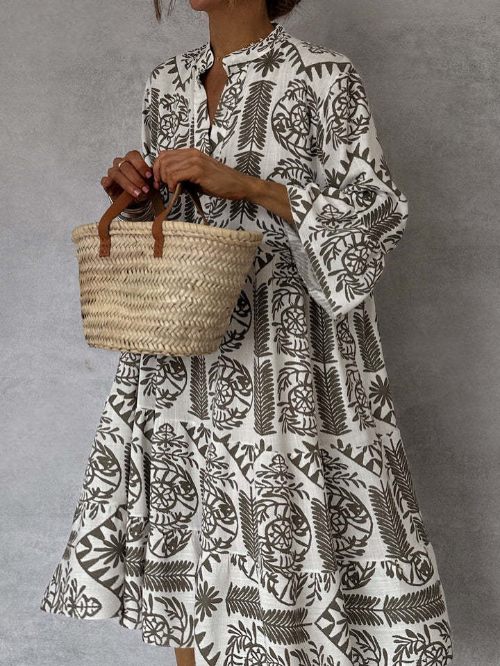 Bohemian Women Casual Print Sleeve Shirt Dress