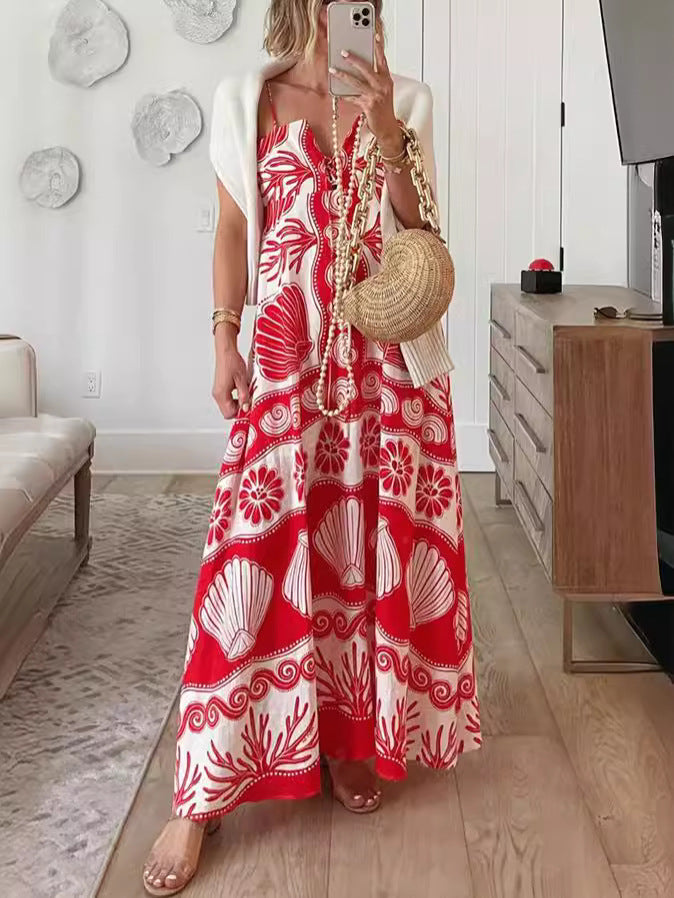 Vestido camisola con cordones y estampado floral para mujer, informal, de vacaciones