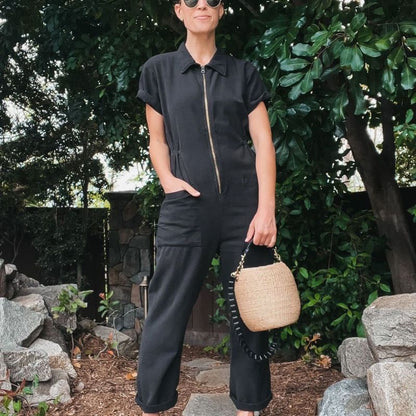 Plus Size Summer New Women Casual Fashion Solid Color Short Sleeve Lapel Zipper Cargo Jumpsuits