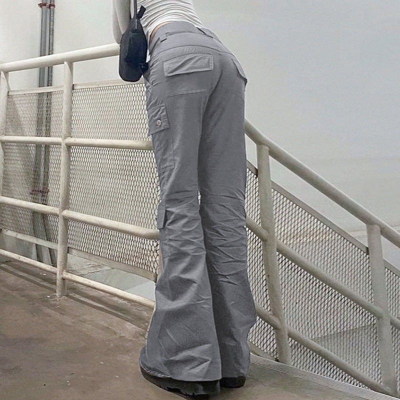 Pantalones vaqueros cargo de cintura alta, holgados, informales y a la moda para mujer