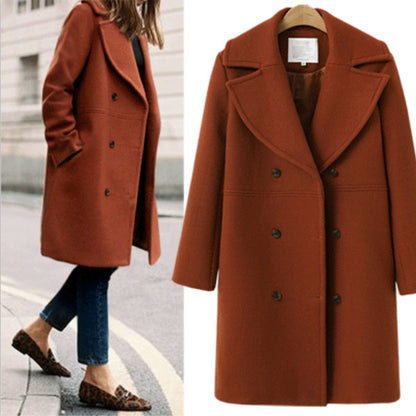 Abrigo cruzado básico de color liso elegante e informal para mujer