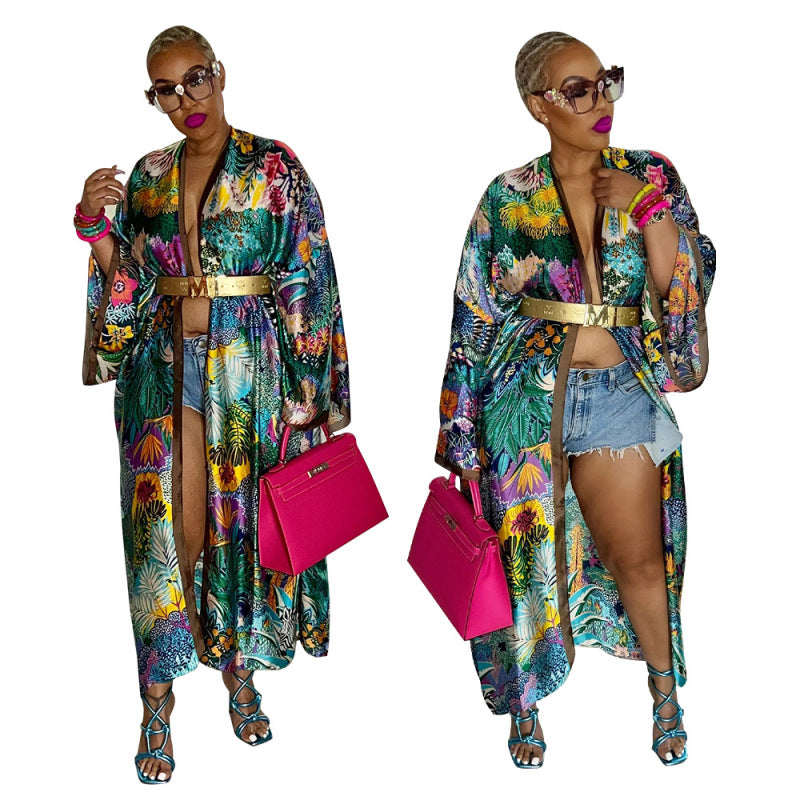 Cárdigan holgado con estampado gráfico informal de estilo bohemio para mujer