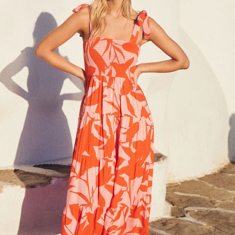 Vestido casual sin mangas con estampado y espalda descubierta para mujer