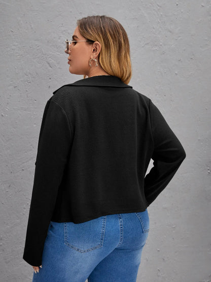 Abrigo informal de manga larga con solapa de color liso para mujer