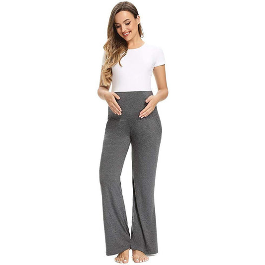 Pantalones de cintura alta cómodos y elásticos informales y sueltos para mujeres embarazadas
