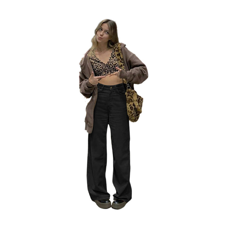 Corduroy Dagging Wide Leg Casual Women Solid Color Pants