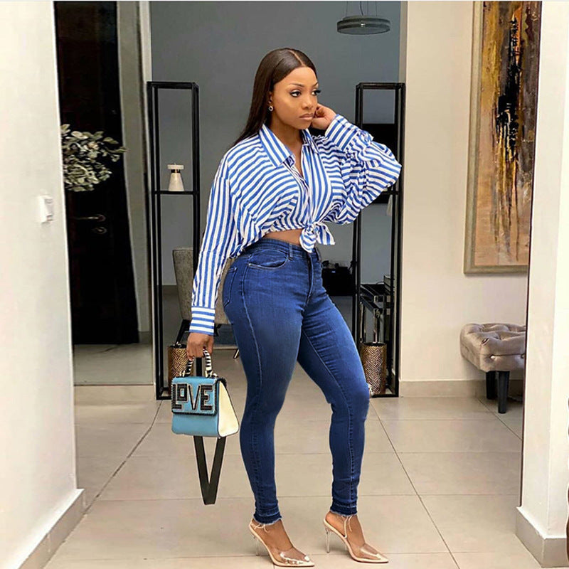 Vaqueros ajustados básicos casuales de color sólido para mujer