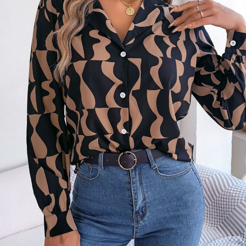 Blusa informal de manga larga a rayas con bloques de color para oficina a la moda para mujer