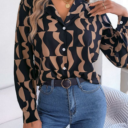 Blusa informal de manga larga a rayas con bloques de color para oficina a la moda para mujer