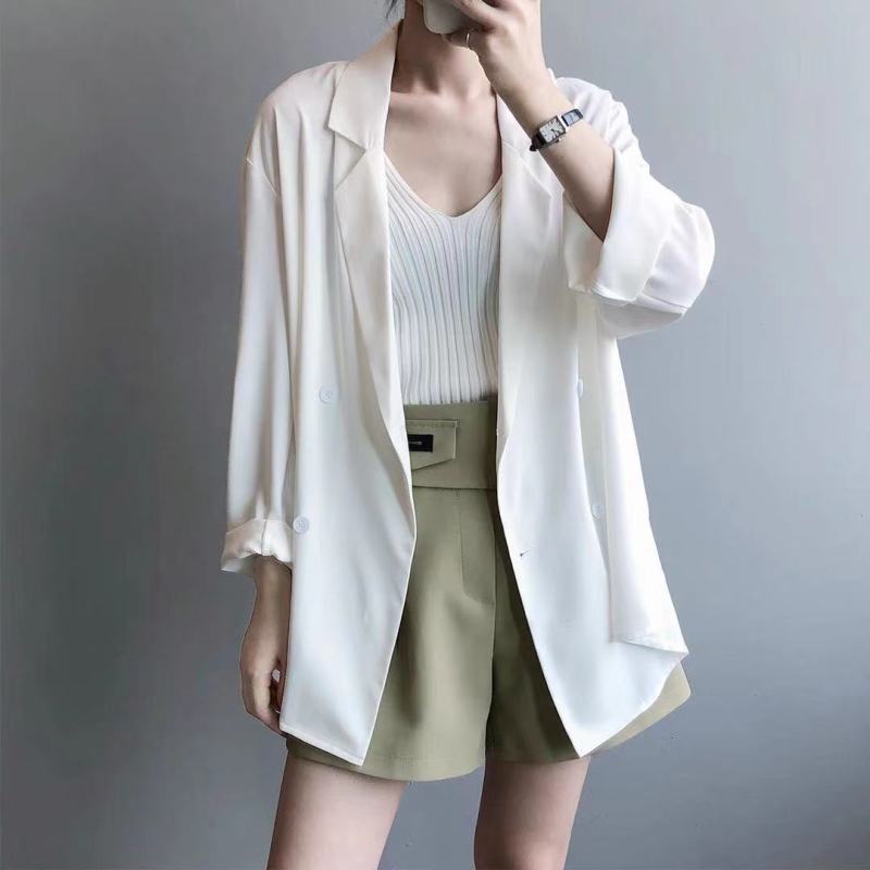 Blazer holgado informal de color liso a la moda para mujer