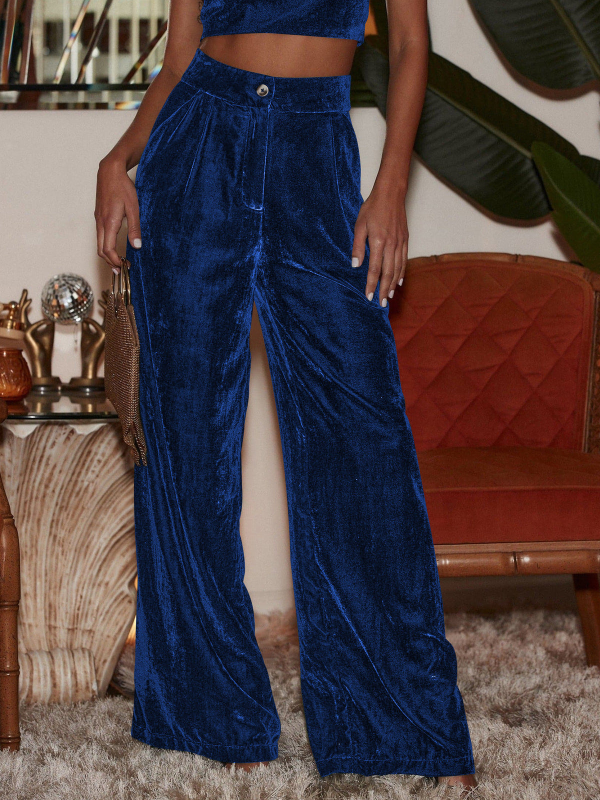 Women Fashion Casual Loose Solid Color Plush Pants