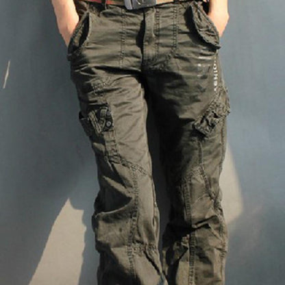 Street Fashion Women Multi-Pocket Plus Size Black Casual Loose Straight Cargo Pants