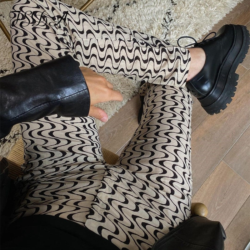 Women Casual Color Block Color Blocking High Waist Summer Straight Pants