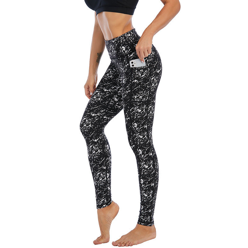 Leggings de yoga informales de cintura alta con estampado de leopardo y bolsillo de secado rápido para mujer